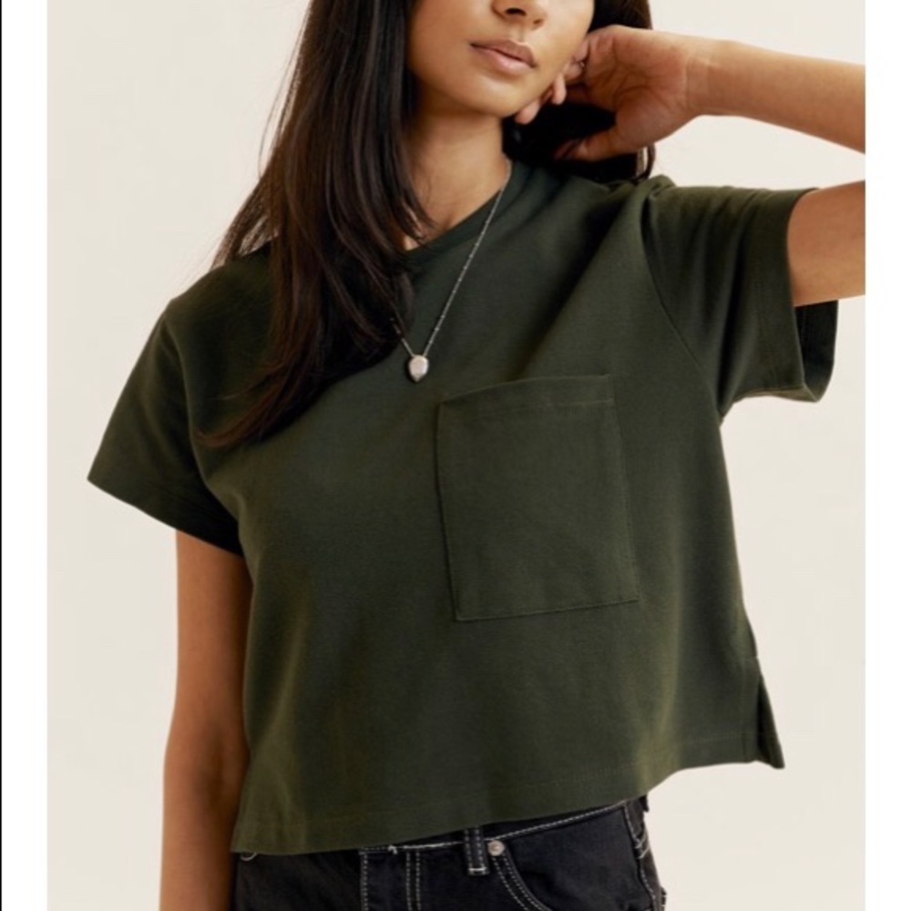 Kotn Cropped 100% Cotton Pique T-shirt